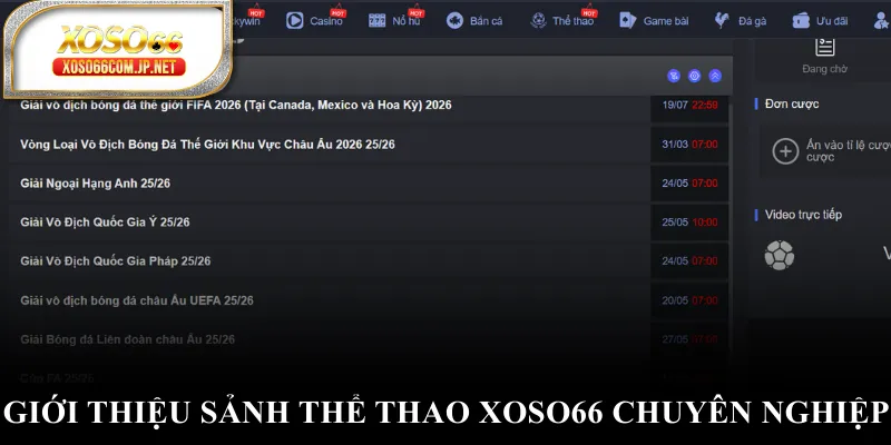 Giới thiệu sảnh thể thao XOSO66 chuyên nghiệp Giới thiệu sảnh thể thao XOSO66 chuyên nghiệp